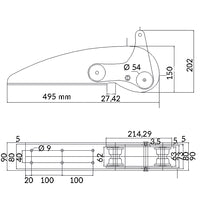 1852 Ankerrulle AISI 316 max. 20kg anker L-495mm