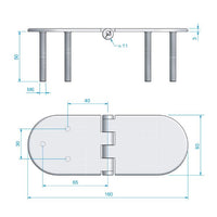 Roca hængsel 60x160mm fast M6 skruer AISI 316