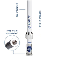 Scout Quick 2 VHF antenne 1,5m, 5m kabel & FME han/PL259 stik