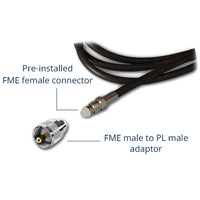 Scout Titan KS-41 Sort VHF antenne 1,2m, 6m kabel & FME/PL stik