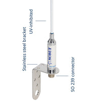 Scout KM-3F VHF glasfiber antenne 0,9m med aluminium vinkel beslag