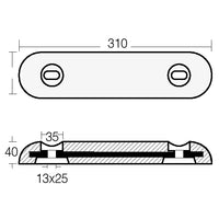 Tecnoseal Zink plade fairline 310x75x40mm 4,00kg