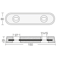 Tecnoseal zink til vetus 25 x 60 x 150mm
