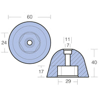 Tecnoseal Zinkanode vetus bovpropel serie Ø60