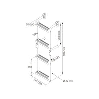 Nuova rade badestige RF stål 4 trin - 2+2, 215x835mm