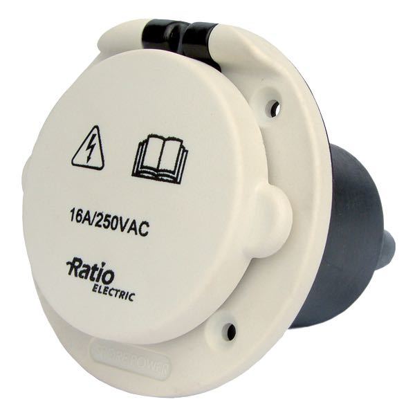 Ratio Landstrømstik med låg plast hvid 16 amp