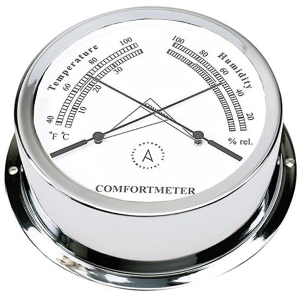 Autonautic atlantic 95 termo/hygrometer Ø95/70 mm forkromet messing