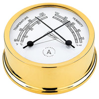 Autonautic atlantic 95 termo/hygrometer Ø95/70 mm forgyldt messing