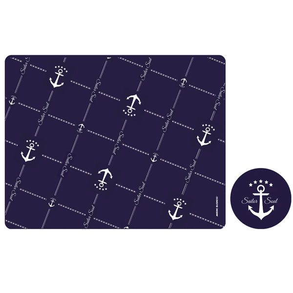 MB Sailor PVC Dækkeserviet og drikkebrik 6 stk 45 x 30 cm